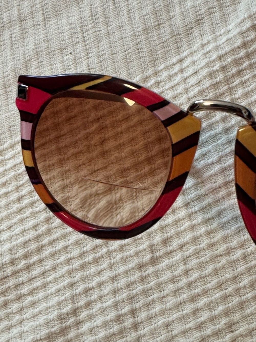 Emilio Pucci EP25 Multicolor Stripe Acetate Silver Sunglasses Frames Italy - Picture 10 of 10